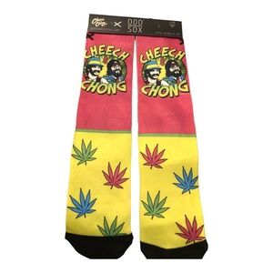 Cheech‎ & Chong odd sox pink & yellow color block crew length socks new